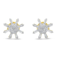 10k Yellow Gold Round and Baguette Diamond Stud Earring (0.50 cttw, H-I Color, I2-I3 Clarity)