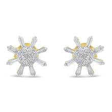 10k Yellow Gold Round and Baguette Diamond Stud Earring (0.50 cttw, H-I Color, I2-I3 Clarity)-0