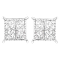 Sterling Silver 3/4 cttw Composite Diamond Stud Earrings (I-J, I2-I3)
