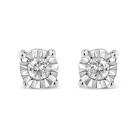 .925 Sterling Silver 1/10 Cttw Round Brilliant-Cut Diamond Miracle-Set Stud Earrings