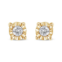 .925 Sterling Silver 1/10 Cttw Round Brilliant-Cut Diamond Miracle-Set Stud Earrings