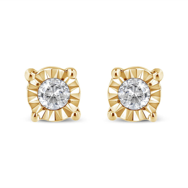 .925 Sterling Silver 1/10 Cttw Round Brilliant-Cut Diamond Miracle-Set Stud Earrings