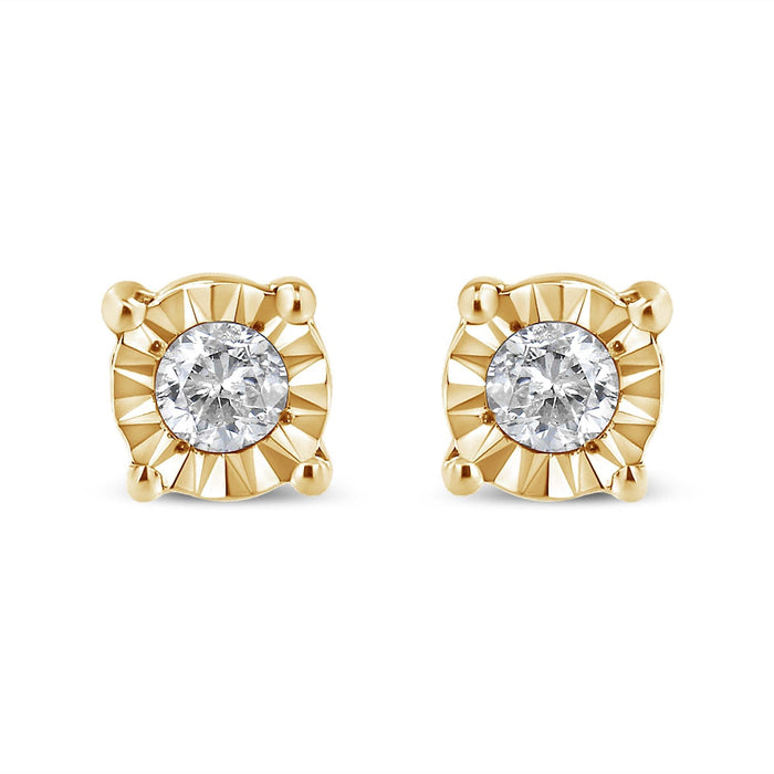 .925 Sterling Silver 1/10 Cttw Round Brilliant-Cut Diamond Miracle-Set Stud Earrings