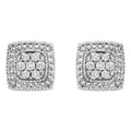 .925 Sterling Silver 1/2 Cttw Diamond Miligrain Square Shape Stud Earrings (I-J Color, I2-I3 Clarity)-0