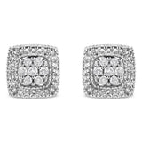 .925 Sterling Silver 1/2 Cttw Diamond Miligrain Square Shape Stud Earrings (I-J Color, I2-I3 Clarity)-0 thumbnail 1