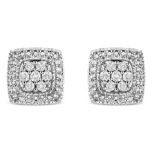 .925 Sterling Silver 1/2 Cttw Diamond Miligrain Square Shape Stud Earrings (I-J Color, I2-I3 Clarity)-0