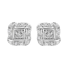 .925 Sterling Silver Round-Cut Diamond Accent Swirl Square Knot Stud Earrings (H-I Color, I2-I3 Clarity)-0