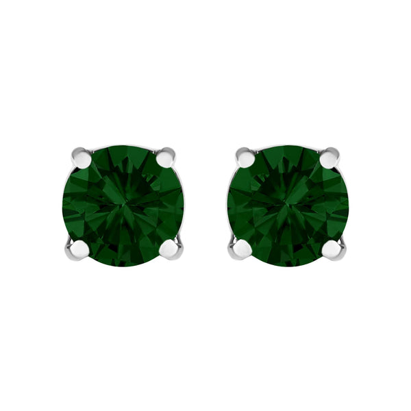 14K Gold Lab Grown Green Diamond Classic Solitaire Stud Earrings