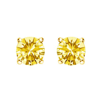 14K Gold Lab Grown Yellow Diamond Solitaire Stud Earrings
