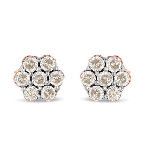 10K Rose Gold Diamond Floral Stud Earrings (0.5 cttw, J-K Color, I1-I2 Clarity)-0