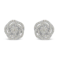 10KT White Gold Diamond Flower Stud Earring (1/2 cttw, I-J Color, I1-I2 Clarity)
