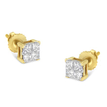 10K Gold Princess Diamond Composite Stud Earring (1/2 cttw, I-J Color, I1-I2 Clarity)-1