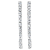14K White Gold 2.0 Cttw Round Brilliant Cut Diamond Oblong Hinged Leverback Hoop Earrings (I-J Color, I1-I2 Clarity)