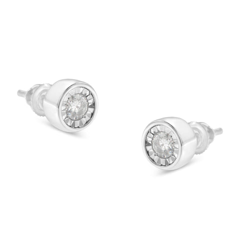 10K White Gold Diamond Floral Stud Earrings (3/8 cttw, I-J Color, I2-I3 Clarity)-0