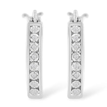 .925 Sterling-Silver Diamond Accent Channel Set Style Hoop Earring (I-J Color, I3 Clarity)-0