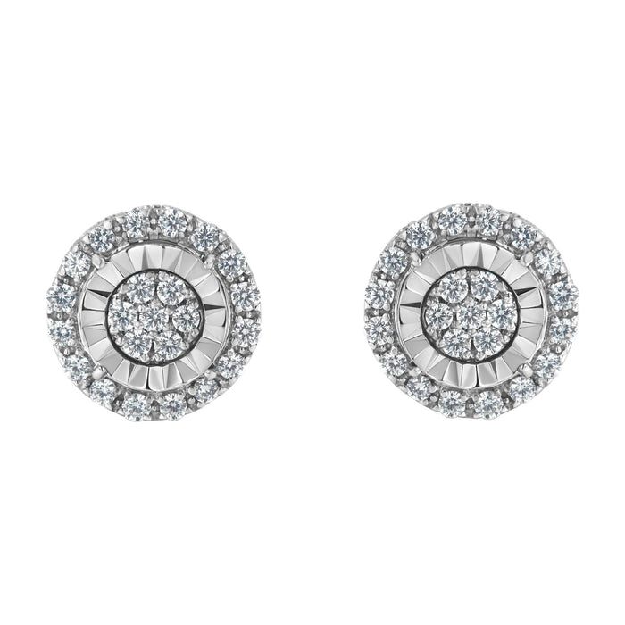 Sterling Silver Diamond Cluster Earrings (1 cttw, I-J Color, I2-I3 Clarity)