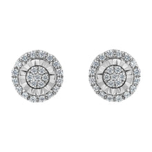 Sterling Silver Diamond Cluster Earrings (1 cttw, I-J Color, I2-I3 Clarity)-0