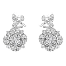 .925 Sterling Silver 1/2 Cttw Diamond Dangle Miligrain Earring (I-J Color, I2-I3 Clarity)-0