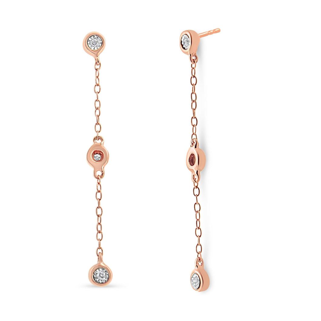 10K Rose Gold Plated .925 Sterling Silver 1/15 Cttw Diamond Dangle Earring (I-J Color, I3-Promo Clarity)-0