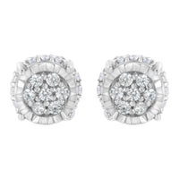 .925 Sterling Silver 1/3 cttw Round-cut Diamond Floral Stud Earring (I-J Clarity, I3 Color)