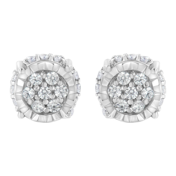 .925 Sterling Silver 1/3 cttw Round-cut Diamond Floral Stud Earring (I-J Clarity, I3 Color)