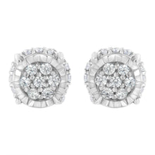 .925 Sterling Silver 1/3 cttw Round-cut Diamond Floral Stud Earring (I-J Clarity, I3 Color)-0