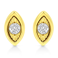 10K Yellow Gold Plated .925 Sterling Silver 1/10 Cttw Miracle-Set Diamond Stud Earrings - Choice of Shapes