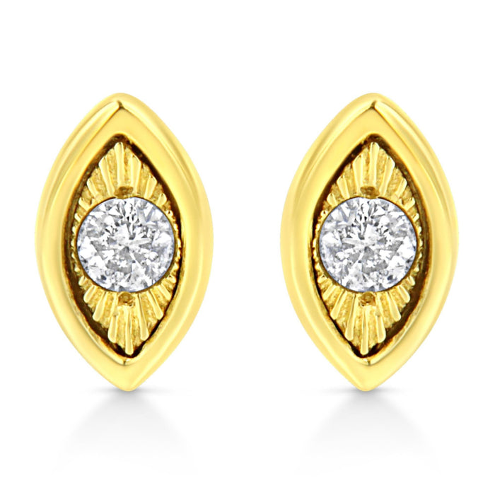 10K Yellow Gold Plated .925 Sterling Silver 1/10 Cttw Miracle-Set Diamond Stud Earrings - Choice of Shapes