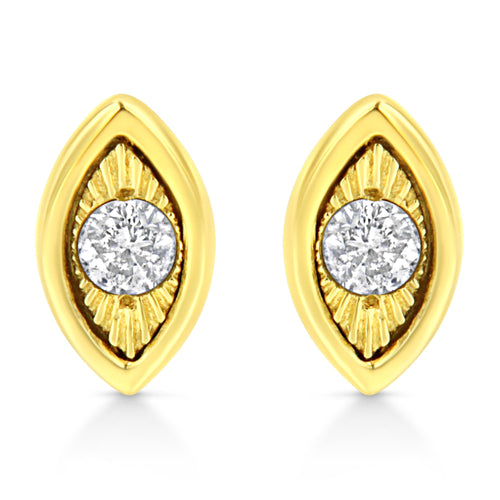 10K Yellow Gold Plated .925 Sterling Silver 1/10 Cttw Miracle-Set Diamond Stud Earrings - Choice of Shapes-0