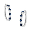 10K White Gold 2.5MM Sapphire Gemstone and 1/2 Cttw Diamond Hoop Earrings (H-I Color, I1-I2 Clarity)-0