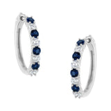 10K White Gold 2.5MM Sapphire Gemstone and 1/2 Cttw Diamond Hoop Earrings (H-I Color, I1-I2 Clarity)-0 thumbnail 1