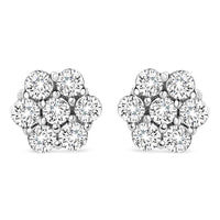 14K White Gold 1/2 cttw Round-Cut Diamond Floral Stud Earrings (I-J Color, SI2-I1 Clarity)