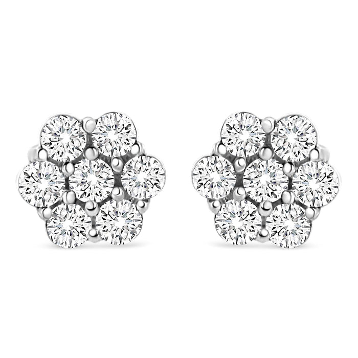 14K White Gold 1/2 cttw Round-Cut Diamond Floral Stud Earrings (I-J Color, SI2-I1 Clarity)