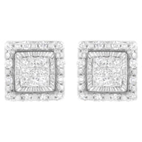 10K White Gold 1/2 cttw Invisible Set Princess-Cut Diamond Square Stud Earring (I-J Color, I1-I2 Clarity)