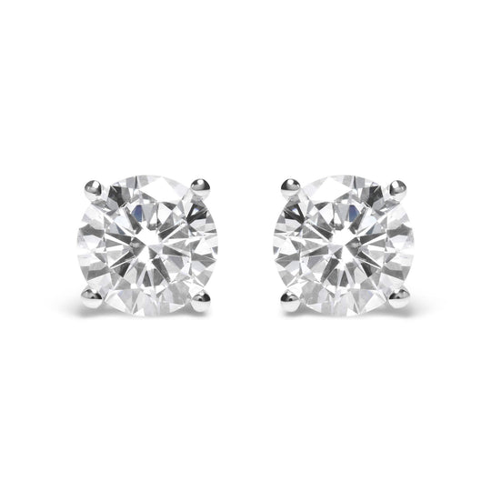14K White Gold Round Brilliant-Cut Lab Grown Diamond Classic 4-Prong Stud Earrings with Screw Backs (G-H Color. VS1-VS2 Clarity)-0