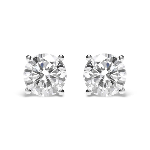 14K White Gold Round Brilliant-Cut Lab Grown Diamond Classic 4-Prong Stud Earrings with Screw Backs (G-H Color. VS1-VS2 Clarity)-0