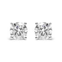 IGI Certified 14K White Gold 5.00 Cttw Round Brilliant-Cut Lab Grown Diamond Classic 4-Prong Stud Earrings with Screw Backs (F-G Color, SI1 Clarity)