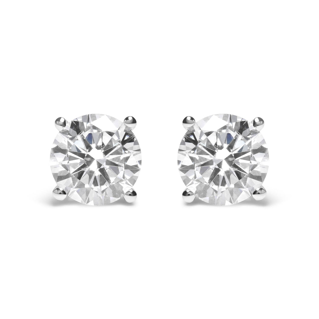 IGI Certified 14K White Gold 5.00 Cttw Round Brilliant-Cut Lab Grown Diamond Classic 4-Prong Stud Earrings with Screw Backs (F-G Color, SI1 Clarity)-0