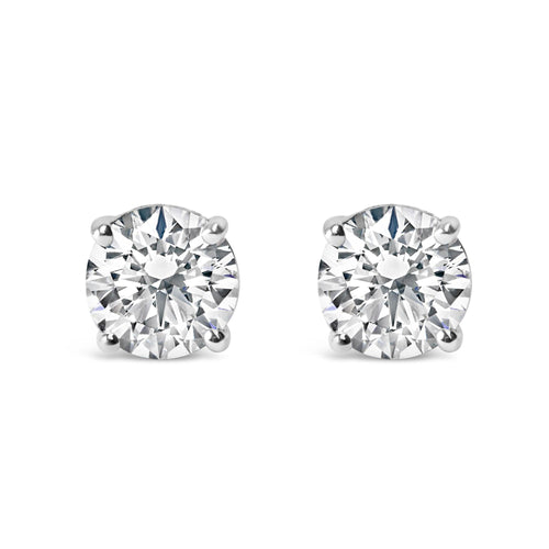 14K Gold 3.0 Cttw Lab Grown Diamond Solitaire Stud Earrings-0