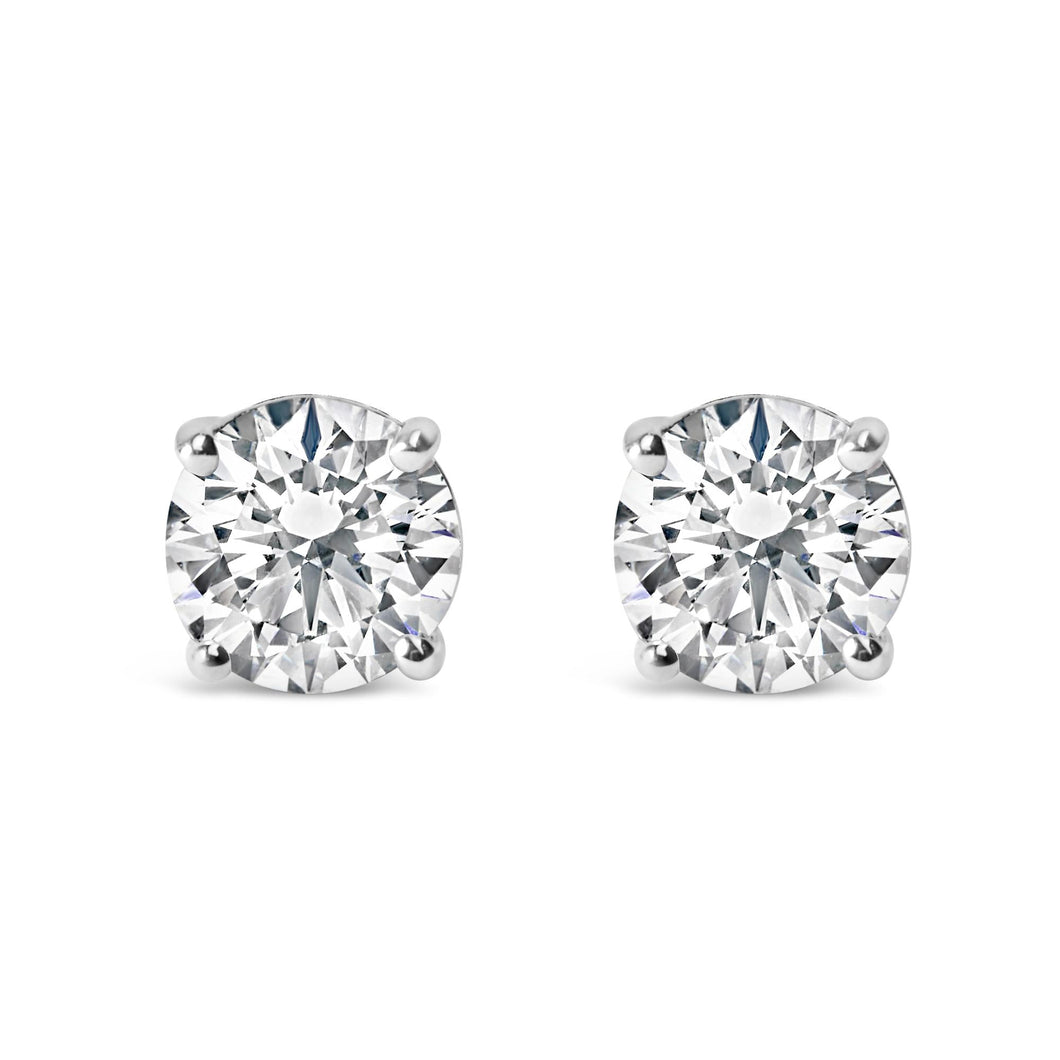 14K Gold 3.0 Cttw Lab Grown Diamond Solitaire Stud Earrings-0