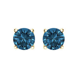 14K Gold Blue Lab Grown Diamond Stud Earrings with Screw Backs-3 thumbnail 4