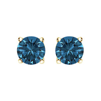 14K Gold Blue Lab Grown Diamond Stud Earrings with Screw Backs