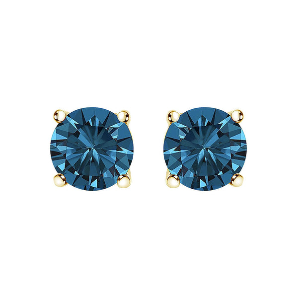 14K Gold Blue Lab Grown Diamond Stud Earrings with Screw Backs