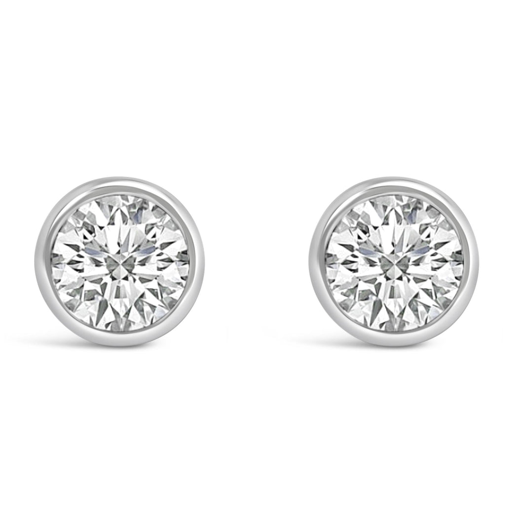 14K Gold Lab Grown Diamond Screw-Back Classic Bezel Solitaire Stud Earrings (G-H Color, VS2-SI1 Clarity)-0