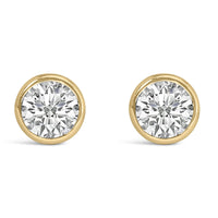 14K Gold Lab Grown Diamond Screw-Back Classic Bezel Solitaire Stud Earrings (G-H Color, VS2-SI1 Clarity)