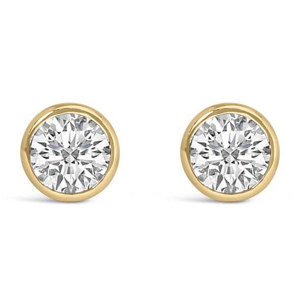 14K Gold Lab Grown Diamond Screw-Back Classic Bezel Solitaire Stud Earrings (G-H Color, VS2-SI1 Clarity)
