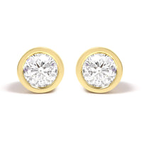 14K Gold Lab Grown Diamond Screw-Back Classic Bezel Solitaire Stud Earrings (G-H Color, VS2-SI1 Clarity)