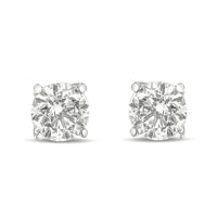 14K Gold 1.0 Carat Round Brilliant Cut Lab Grown White Diamond 4-Prong Classic Solitaire Stud Earrings