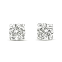 14K Gold 1.0 Carat Round Brilliant Cut Lab Grown White Diamond 4-Prong Classic Solitaire Stud Earrings-0