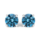 14K Gold Blue Lab Grown Diamond Stud Earrings with Screw Backs-4 thumbnail 5